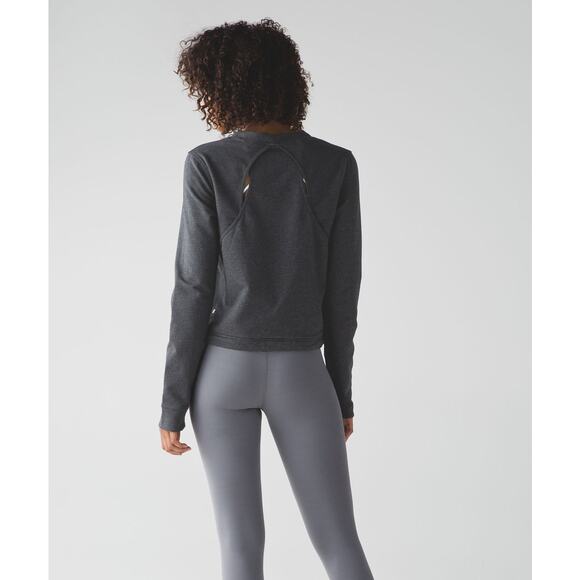 Lululemon Getaway Crew Activewear Long Sleeve Pullover Heathered Black 6 - Picture 3 of 9
